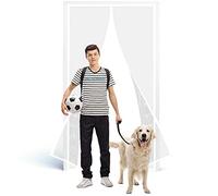 Fiberglass Magnetic Screen Door, 80 x 200 cm Anti Mosquito Mesh Fly Curtain with Full Frame Hook&Loop Easy to Install Fiberglass Mesh Curtain Anti Mosquito White