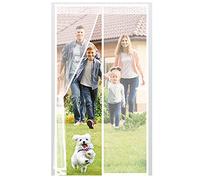 Fiberglass Magnetic Screen Door, Anti Mosquito Mesh Fly Curtain with Full Frame Hook&Loop Easy to Install Fiberglass Mesh Curtain Anti Mosquito (90x210 cm, White)