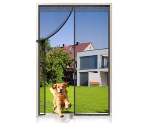 Fiberglass Magnetic Screen Door, Anti Mosquito Mesh Fly Curtain with Full Frame Hook&Loop Easy to Install Fiberglass Mesh Curtain Anti Mosquito (95x210 cm, Black)
