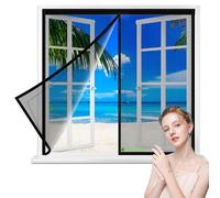 Fiberglass Mesh Magnetic Screen Window 85x220cm Heavy Duty Self-Closing Hanging Door Net Screen with Magnet Closures - Available in Colors and Many Sizes - Magnetic Door Screen Black