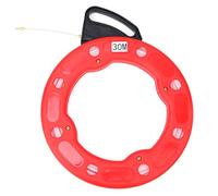 Fiberglass Nylon Fish Tape Reel Puller Non Conductive Wire Pulling Tool 4mm 30m Heavy Duty Cable Puller for Electricians and Contractors Red