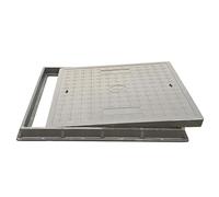 Fiberglass Recessed Solid Top Manhole Covers, Replacement Septic Tank Cover and Base, Rectangular Reinforced Steel Septic Tank Lid, for Pavement/Driveway(40 * 40cm/15.7 * 15.7in)