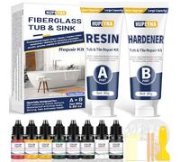 Fiberglass Repair Kit, Bathtub Repair Kit for Tile, Acrylic, Ceramic, Enamel, Kitchen Bathroom Fix Chips Cracks Scratches Rust Holes on Porcelain Sink, Tub, Toilet, Shower Tray, Granite, Marble, Deck