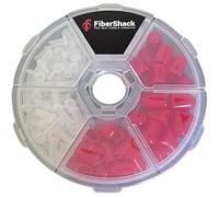 Fibershack - Fiber Optic Dust Cap Kit - Dual Fiber Dust Cap Kit Contains 200x 2.5mm Clear FC/SC/ST Optical Cable Covers & 50x Red ST Bulkhead Port Covers - in a Durable Snap Lock Carry case
