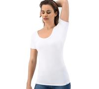 Fibershirts® Anti Sweat Shirt - T-Shirt Against Sweat Stains - Anti Sweat Undershirt - with ArmPads PRO & Silver Treatment - Women - Round Neck White