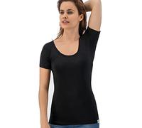 Fibershirts® Anti Sweat Shirt - T-Shirt Against Sweat Stains - Anti Sweat Undershirt - with ArmPads PRO & Silver Treatment - Women - Round Neck Black