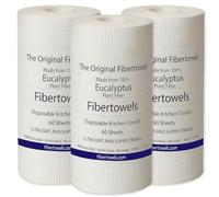 FiberTowels Eucalyptus Fiber Kitchen Towels 180 Rolls Plant-Based, Absorbent Cleaning Sheets 3 Pack