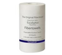 FiberTowels Eucalyptus Fiber Kitchen Towels 60 Rolls Plant-Based, Absorbent Cleaning Sheets (60 Sheets (1 Pack))