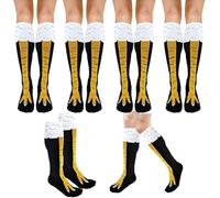 Fibete 4 Pairs Chicken Leg Socks, Mid-Calf Chicken Feet Costume Funny Socks, 3D Cartoon Animal Crazy Novelty Socks for Women Men (Chicken-002)