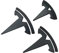 fibhyrtingy 3 Pcs/Set for Model 3 Emblem Badge Sticker Cover,Car Front/Rear/Steering Wheel Emblem Logo Sticker Decals Accessories (fit Model3 Matt Black)