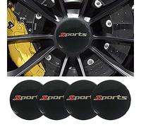 fibhyrtingy 4pcs 2.22Inch Car Logo Wheel Center Cap Sticker Wheel Emblem Badge Logo Stickers ABS Material (fit Sports)