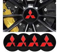 fibhyrtingy 4pcs 2.22Inch Car Logo Wheel Center Cap Sticker Wheel Emblem Badge Logo Stickers ABS Material Compatible with Lancer Outlander Eclipse Mirage (fit Mit Black-Red)