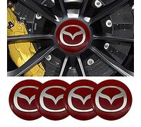 fibhyrtingy 4pcs 2.22Inch Car Logo Wheel Center Cap Sticker Wheel Emblem Badge Logo Stickers ABS Material (fit Maz Red)