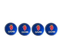 fibhyrtingy 4pcs 2.22Inch Car Logo Wheel Center Cap Sticker Wheel Emblem Badge Logo Stickers ABS Material fit 03-10 9-3 9-5 93 95 (fit S Blue)