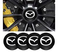 fibhyrtingy 4pcs 2.22Inch Car Logo Wheel Center Cap Sticker Wheel Emblem Badge Logo Stickers ABS Material (fit Maz Black)