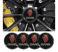 fibhyrtingy 4pcs 2.22Inch Car Logo Wheel Center Cap Sticker Wheel Emblem Badge Logo Stickers ABS Material fit 03-10 9-3 9-5 93 95 (fit S Black)