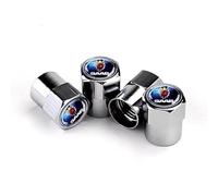 fibhyrtingy 4pcs Car Tire Air Valve Caps- Auto Wheel Tyre Dust Stems Cover with Logo Emblem Waterproof Dust-Proof Universal fit for All Cars (fit S Silver)