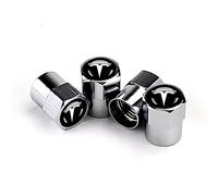 fibhyrtingy 4pcs Car Tire Air Valve Caps- Auto Wheel Tyre Dust Stems Cover with Logo Emblem Waterproof Dust-Proof Universal fit for All Cars (fit T Silver)