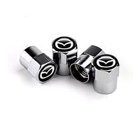 fibhyrtingy 4pcs Car Tire Air Valve Caps- Auto Wheel Tyre Dust Stems Cover with Logo Emblem Waterproof Dust-Proof Universal fit for All Cars (fit Ma Silver)