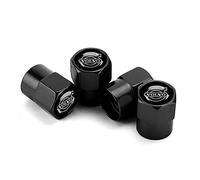 fibhyrtingy 4pcs Car Tire Air Valve Caps- Auto Wheel Tyre Dust Stems Cover with Logo Emblem Waterproof Dust-Proof Universal fit for All Cars (fit V Black)