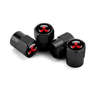 fibhyrtingy 4pcs Car Tire Air Valve Caps- Auto Wheel Tyre Dust Stems Cover with Logo Emblem Waterproof Dust-Proof Universal fit for All Cars (fit Mit Black)
