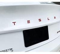 fibhyrtingy Metal Raised Logo Tailgate Letters Insert Rear Emblems with Adhesive for Model 3/S/X Tailgate Emblems (Red)