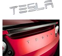 fibhyrtingy Metal Raised Logo Tailgate Letters Insert Rear Emblems with Adhesive for Model 3/S/X Tailgate Emblems (Silver)