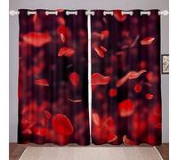 FIBITA Rose Petals Curtains 3D Patterns Blackout Curtains for Bedroom Living Room Window Curtains Rose Petals Window Drapes, Printed Decoration Curtain 46"x54" 2 Panels