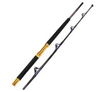 Fiblink Saltwater Offshore Trolling Rod 2 Piece Fishing Roller Rod Big Name Conventional Boat Fishing Pole with Roller Guides (30-50lb,5'6")
