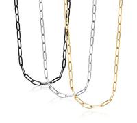 FIBO STEEL 3Pcs 14K Gold Plated Paperclip Chain Necklaces for Women Men Link Chain Necklace with Paperclip 16-28 Inches