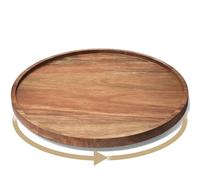Fibogollo Lazy Susan Organizer for Kitchen,Acacia Wood Turntable for Cabinet,Pantry,Table,Countertop,Vanity,Spice Rack,Large（33cm）