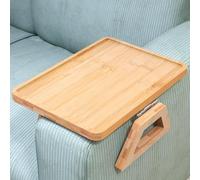 Fibogollo Sofa Tray,Bamboo Folding Couch Arm Tray,Sofa Armrest Trays Clip-On Couch Desk for Drinks,Snacks,Phone,Remote Control(Natural)