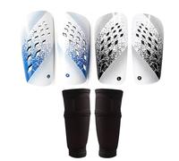 FIBOGOUP 2 Pair Football Shin Guards Kids Adults include Sleeves with Optimized Insert Pocket,Children's Shin Pads Boys Girls -Breathable and lightweight (Gradient - Black - Blue L)