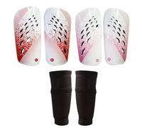 FIBOGOUP 2 Pair Football Shin Guards Kids Adults include Sleeves with Optimized Insert Pocket,Children's Shin Pads Boys Girls -Breathable and lightweight (Gradient - Pink - Red -M)