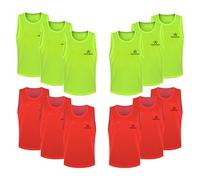FIBOGOUP Football Bibs [12 Pack], Quick-Dry Multi Sports bibs,Durable Training bibs FOR Kids to Aldut,Universal size, suitable for various scenarios-Red+Green-S