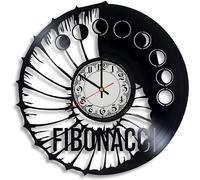 Fibonacci Spiral Vinyl Record Wall Clock, Fibonacci Sequence Art, Sacred Geometry Artwork, Math Gift