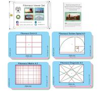 Fibonacci Viewfinder Set - 4 Layouts, 12 Cards - Artist Viewfinder for Drawing and Photography - Fibonacci Spiral, Grid, Matrix and Diagonals - Made in Australia