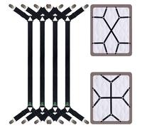 FIBOOMERANG Bed Sheet Clips - Crisscross Fitted Sheet Straps for Bedding, Sheet Grippers and Sheet Holder Elastic Bands Bedsheet Suspenders Fasteners, 4Pcs/Set Black