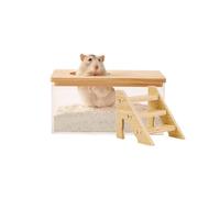 FiboPawer Transparent Rectangle Hamster Sand Bath Box for Hamster Cage Accessories, Digging Sand Container with Climbing Ladder, Large Sandbox for Hamsters Dust Bath and Play Sand