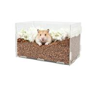 FiboPawer Visible Acrylic Hamster Digging Box, Large Hamster Sand Bath Container for Syrian Hamsters, Dwarf, Gerbils, Hamster Hideout & Enrichment Toy as Cage Accessories