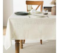 FIBORIA Large Christmas Table Cloth Cream Xmas Tablecloth Rectangular 350x150 cm Faux Linen Tablecloths Water Resistant Wipeable Table Cover for Wedding Kitchen Festive Decorations,55x138 Inch