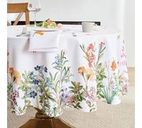 FIBORIA Round Tablecloth Small 120 cm Table Cloth Wipeable Spring Floral Tablecloths Wipe Clean Water Resistant Table Cover for Outdoor Summer Party Dining Coffee Wedding Garden Festive Decorations