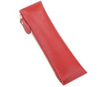 FIBOUND 1 Pcs Leather Pencil Case for Pens and Pencils, PU Leather Pencil Case, Genuine Leather Pencil Bag, Slim Leather Pencil Case for Students, Businessmen and Artists, red, Folder
