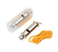 FIBOUND 2 Pack Metallic Bobby Whistle & Neck Cord, High-Decibel Survival Alert for Hiking Expeditions, Mountaineering Trips, Wilderness Camps, Outdoor Emergencies - Official Style Security Equipment