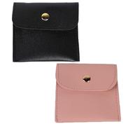 FIBOUND 2 Premium PU Leather Jewellery Organisers - Compact Cases for Earrings & Necklaces. Gift-Ready Twin Set in Elegant Black & Blush Pink, Ideal for Travel Storage & Presentation