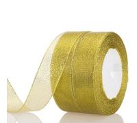 FIBOUND 2 Roll Metallic Gold Organza Ribbon, Sparkly Decorative Christmas Ribbon, 40mm Wide for Gift Wrapping, Crafts