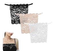 FIBOUND 3 Pack Detachable Lace Modesty Cover-Ups Clip-On Inserts for Low Necklines, Sheer Garment Concealers, Feminine Overlay Panels for Dresses & Tops, Invisible Privacy Solution Black