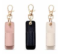 FIBOUND 3 Pack Neck Strap Pen Holder with Secure Keyring & Premium PU Leather Case - Ideal for ID Cards, Clipboards, Office Accessories, Name Tags, Work Essentials