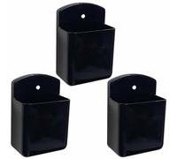 FIBOUND 3-Pack Stick-On Organisers for Remotes & Stationery - Adhesive Wall-Mounted Controller Storage with Non-Slip Design, Ideal for Living Room TV Areas & Home Office Desks (Black)