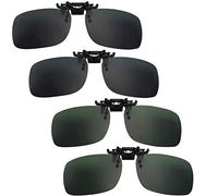 FIBOUND 4-Piece Polarized Clip-On Sunglasses Set - Anti-Glare Flip-Up Shades for Prescription Glasses, Universal Fit Unisex Sun Lens Attachments for Myopia Correction